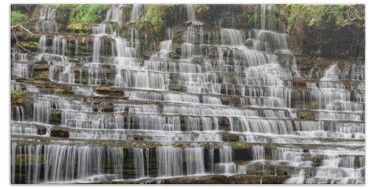 Twin Falls Hand Towel featuring the photograph Twin Falls 22 by Phil Perkins