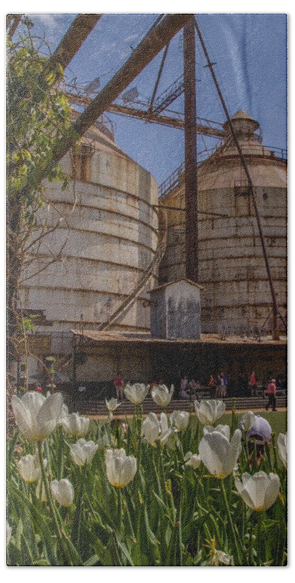 Silos Bath Towel featuring the photograph Twin Silos by Kevin Craft