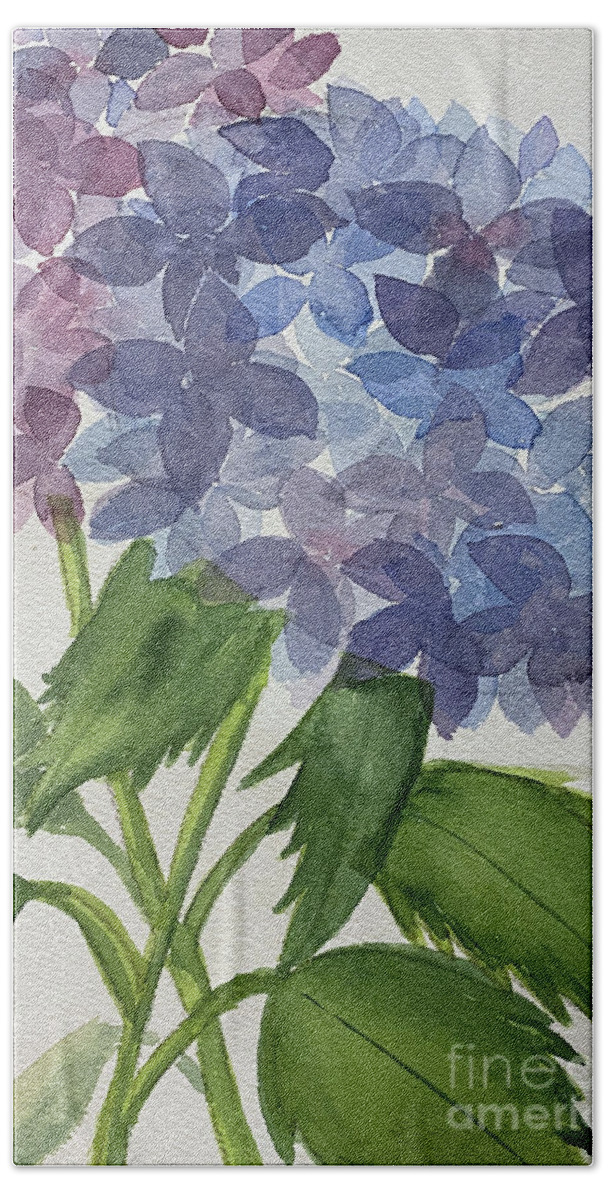 Hydrangeas Bath Towel featuring the painting Two Hydrangeas by Lisa Neuman