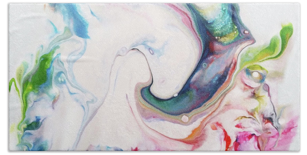 Abstract Bath Towel featuring the painting Two Ways by Deborah Erlandson