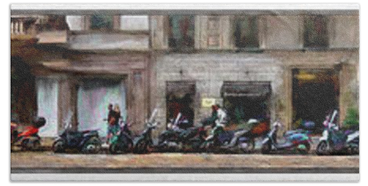 Scooters Bath Towel featuring the photograph Two Wheelers by Aleksander Rotner