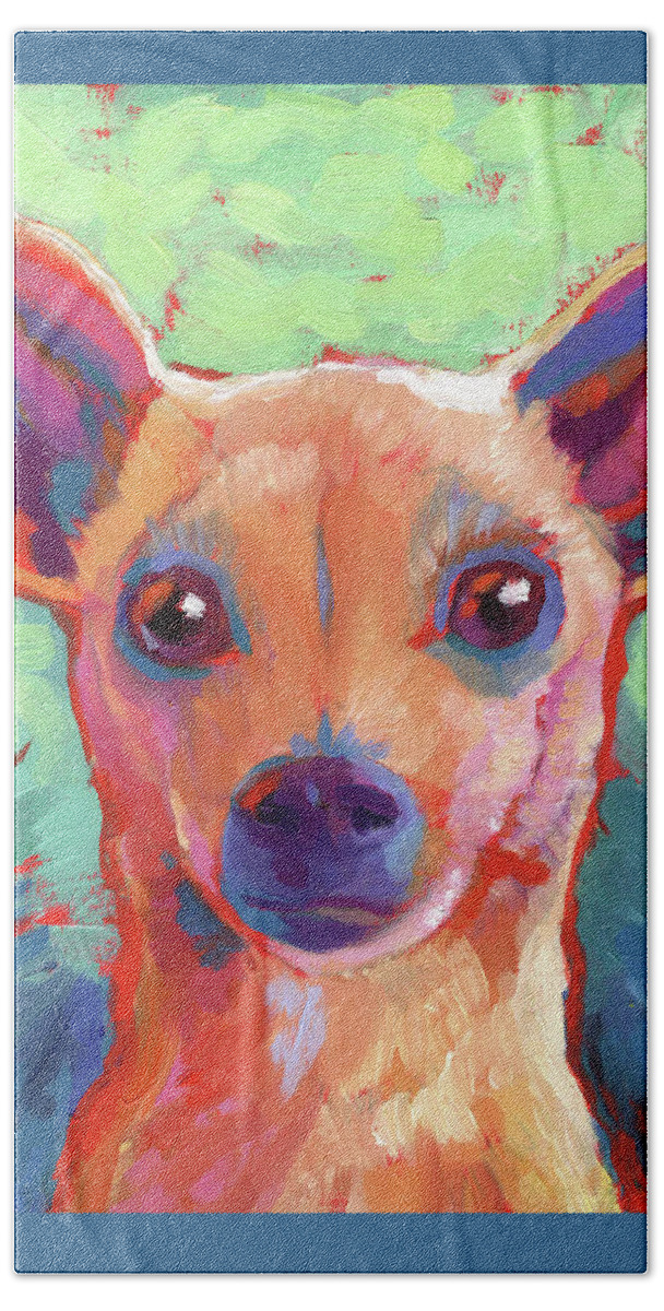 Dog Hand Towel featuring the painting Twyla Chihuahua by Linda Ruiz-Lozito
