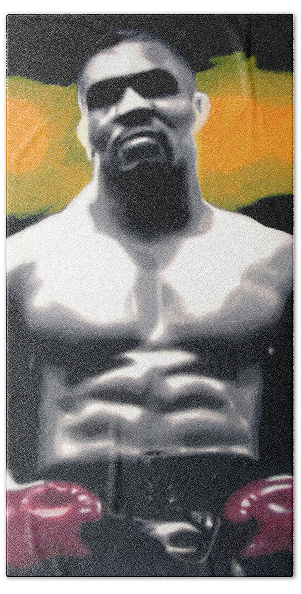 Boxer Hand Towel featuring the painting Tyson by Hood MA Central St Martins London
