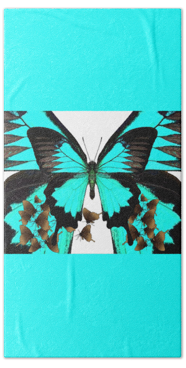 Butterfly Hand Towel featuring the drawing U is for Ulysses Butterfly by Joan Stratton
