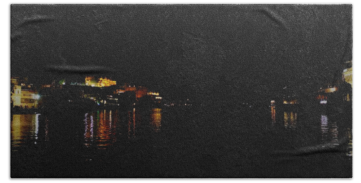 India Hand Towel featuring the photograph Udaipur night by Jarek Filipowicz