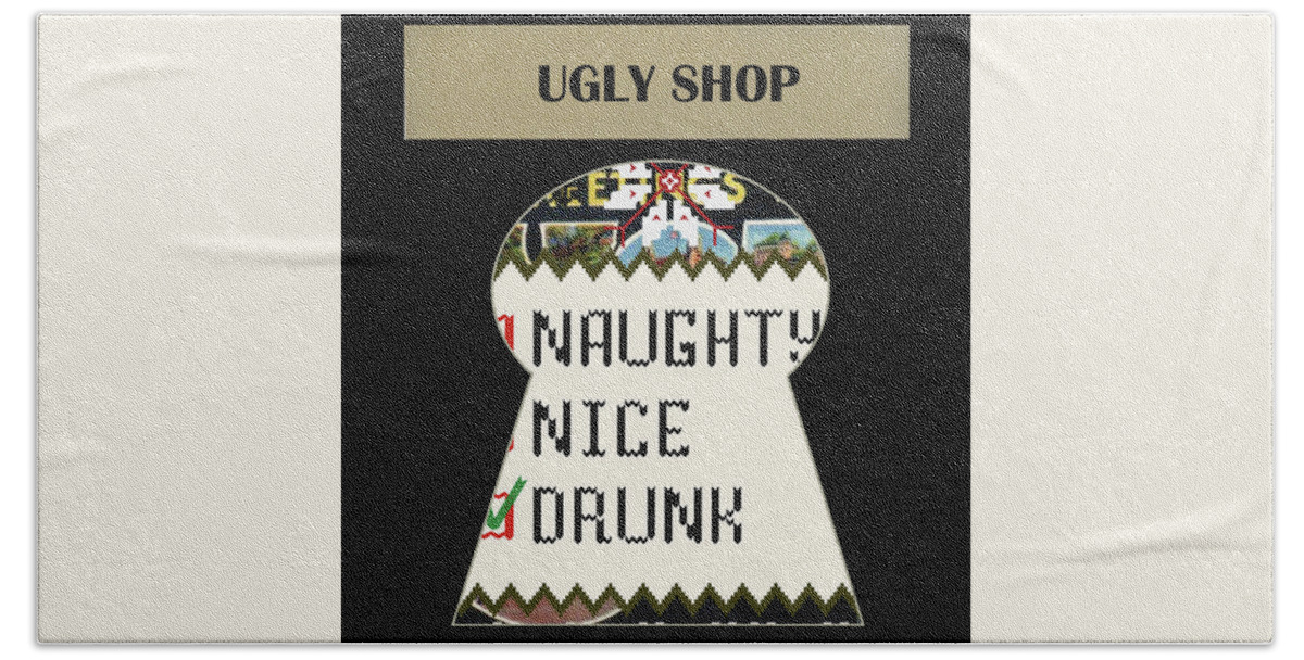 Ugly Shop Hand Towel featuring the digital art Ugly Shop Logo by Long Shot