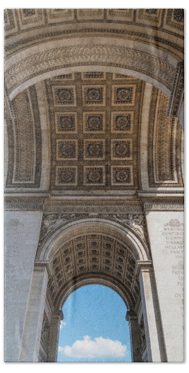 Arc De Triomphe Hand Towel featuring the photograph Under the Arc de Triomphe in Paris, France by John Twynam