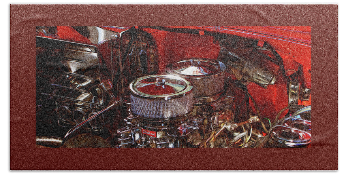Automotive Art Bath Towel featuring the photograph Under The Hood by Thom Zehrfeld