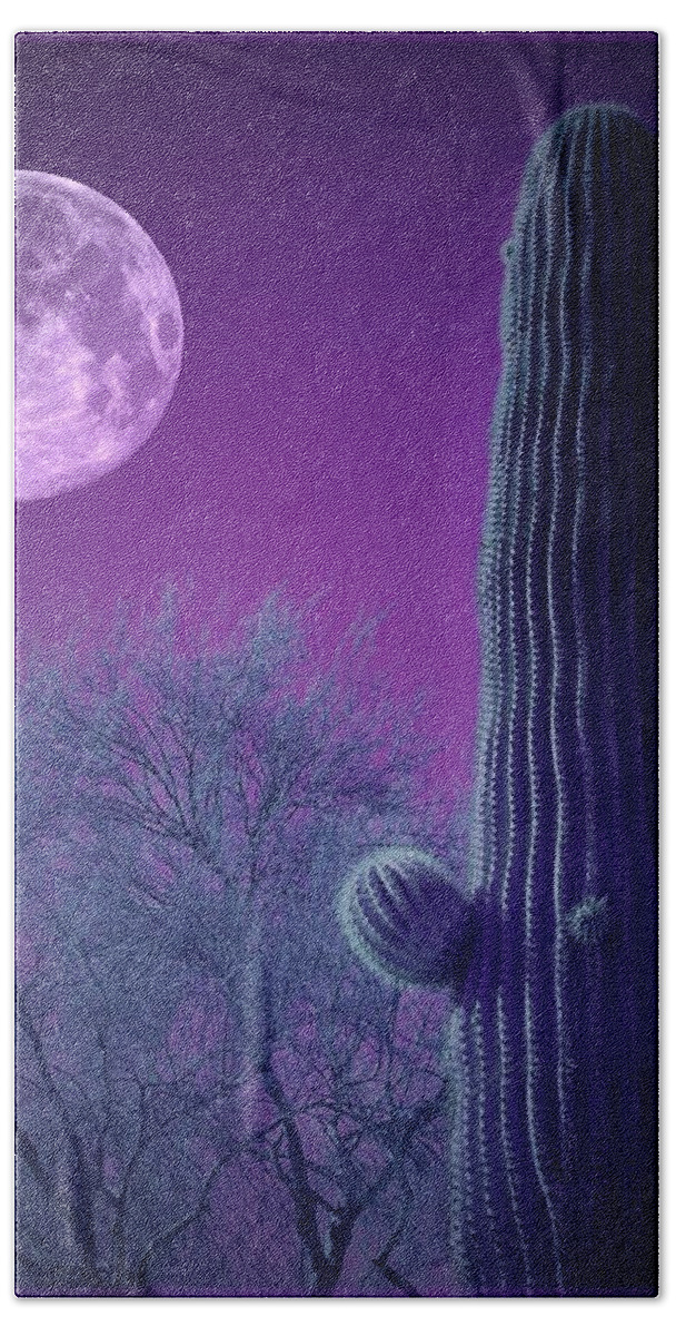 Moon Bath Towel featuring the photograph Under the Purple Moon by Barbara Zahno