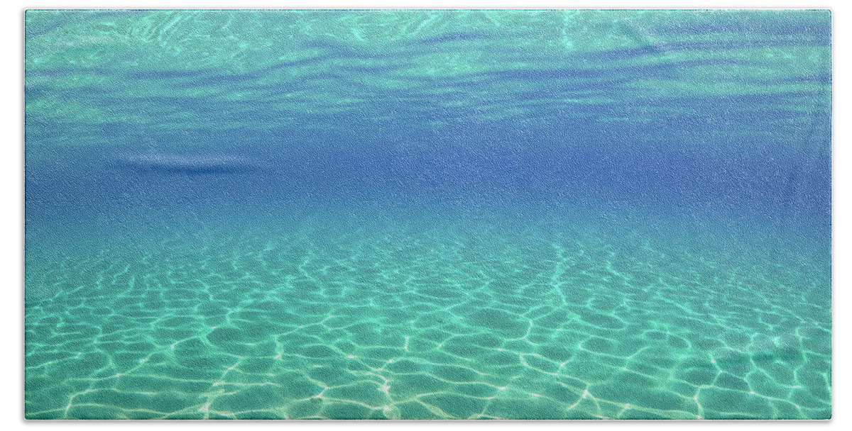 Underwater Bath Towel featuring the photograph Underwater View of Crystal Clear Waters in Greece by Alexios Ntounas