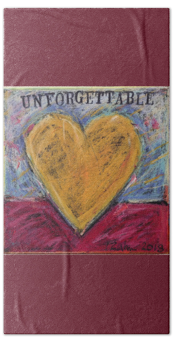 Hearts Hand Towel featuring the mixed media Unforgettable by Lynda Zahn