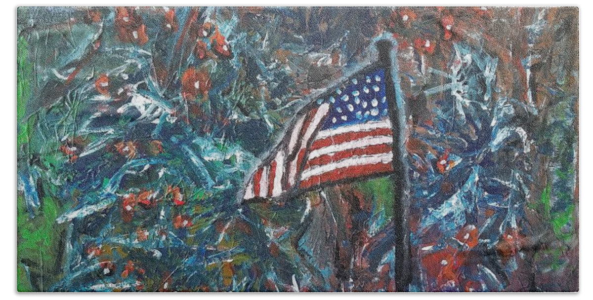  Hand Towel featuring the painting The United States of Turmoil by Mark SanSouci