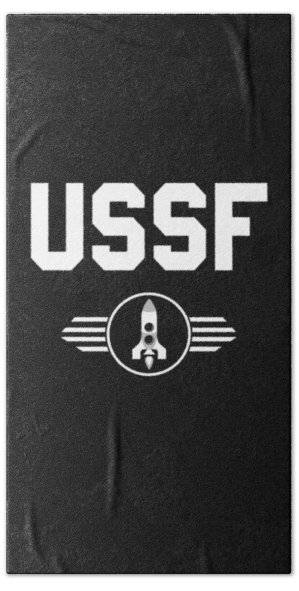Funny Bath Towel featuring the digital art United States Space Force USSF by Flippin Sweet Gear