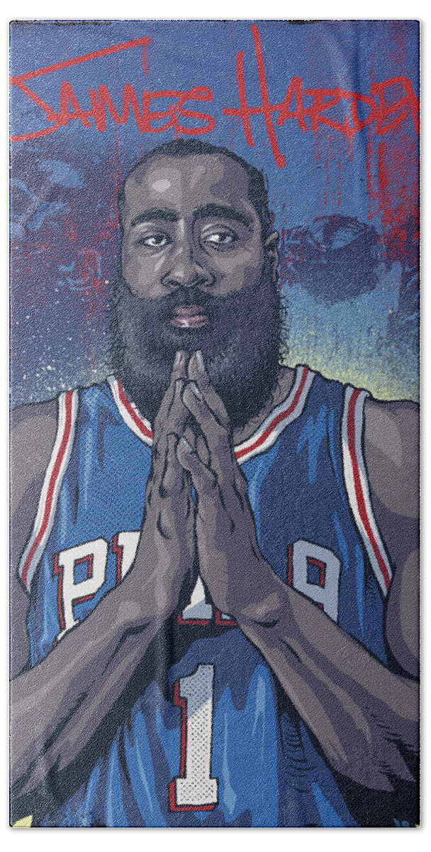 Harden Hand Towel featuring the drawing UNO by Miggs The Artist