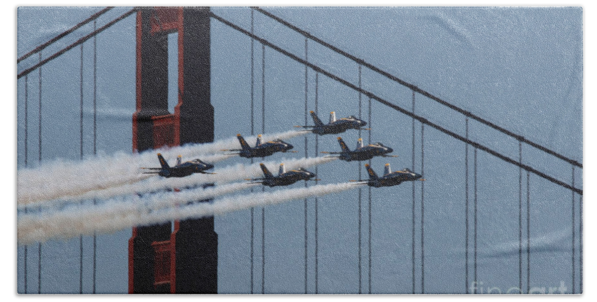 Us Navy Blue Angels Hand Towel featuring the photograph US Navy Blue Angels SF Fleet Week by Tony Lee