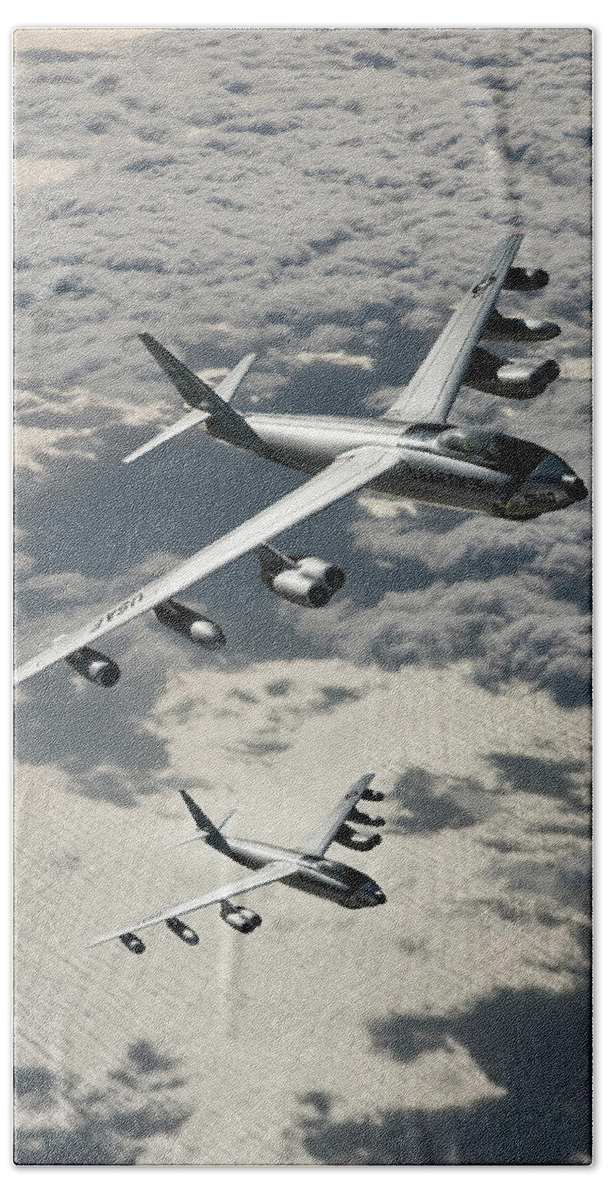 U.s. Air Force Bath Towel featuring the digital art USAF Boeing B-47E Stratojets by Erik Simonsen