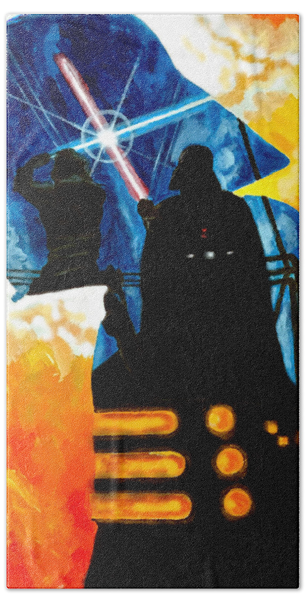Vader Bath Towel featuring the painting Vader by Joel Tesch