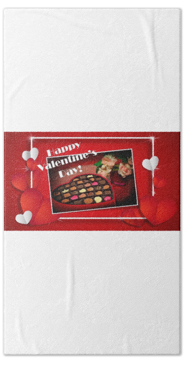 Valentine's Day Bath Towel featuring the mixed media Valentine's Day Chocolates by Nancy Ayanna Wyatt