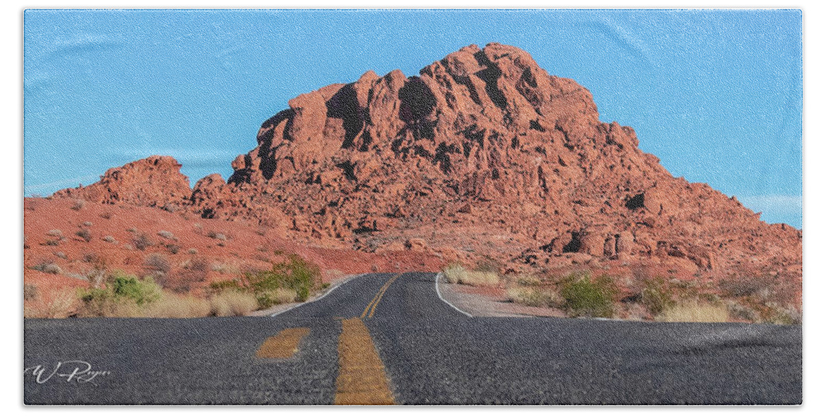  Bath Towel featuring the photograph Valley of Fire State Park On The Road by Michael W Rogers