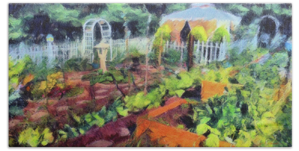 Garden Hand Towel featuring the painting Vegetable Garden by Joel Smith