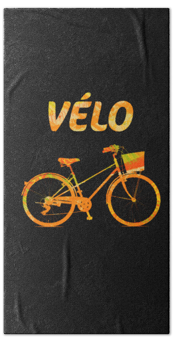 Vélo Bicycle Graphic Bath Towel featuring the digital art Velo Bicycle Graphic by Nancy Merkle