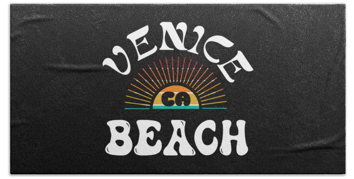 Venice Beach Hand Towel featuring the digital art Venice Beach, California, Souvenir, Gifts, Summer, California Shirts, by David Millenheft