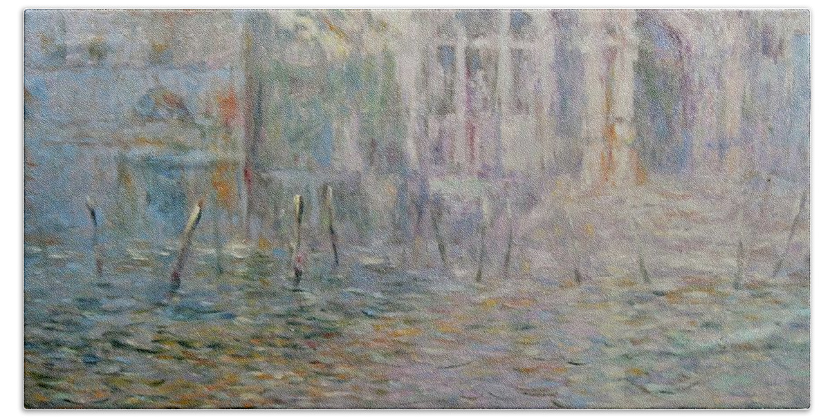 Venice Hand Towel featuring the painting Venice Grand Canal serie nr 2. by Pierre Dijk
