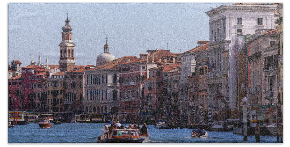Venice Hand Towel featuring the photograph Venice taxi service by Andrew Lalchan
