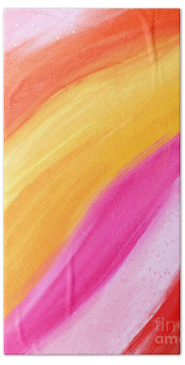 Abstract Hand Towel featuring the digital art Vibrant Colors - Modern Colorful Abstract Digital Art by Sambel Pedes