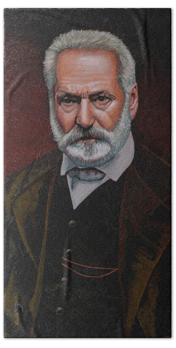 Victor Marie Hugo Hand Towel featuring the painting Victor Marie Hugo Painting by Paul Meijering
