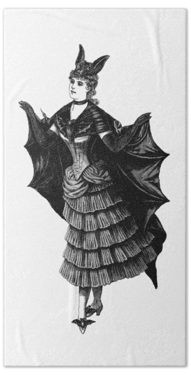 Bat Bath Towel featuring the digital art Victorian Halloween Lady by Madame Memento