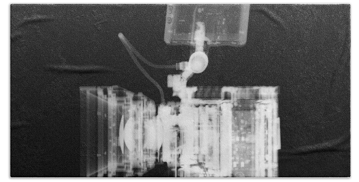 Black Bath Towel featuring the photograph Video camera, X-ray. by Science Photo Library