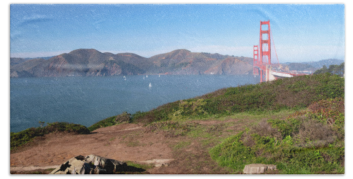 Bay Area Hand Towel featuring the photograph View of Golden Gate Bridge from the Presidio by Matthew DeGrushe
