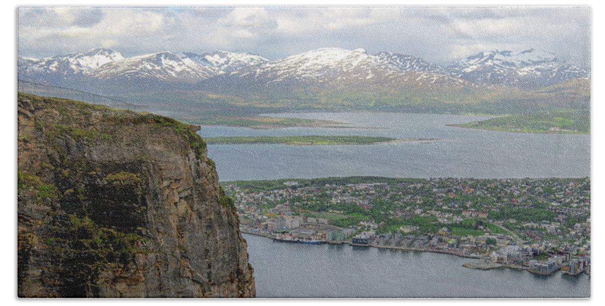 Clouds Bath Towel featuring the photograph View over Tromso, Norway by Matthew DeGrushe