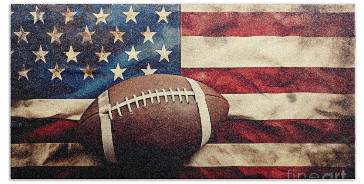 Vintage American Football Hand Towel featuring the digital art Vintage American Football by Carlos Diaz