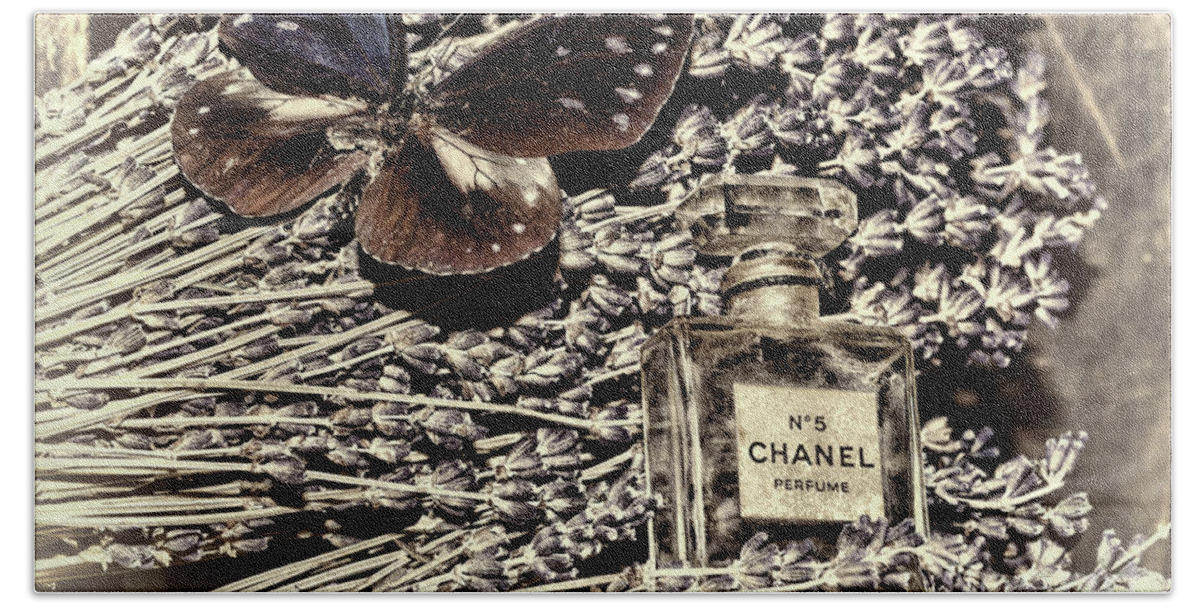 Paul Ward Bath Towel featuring the photograph Vintage Chanel No 5 artistic by Paul Ward