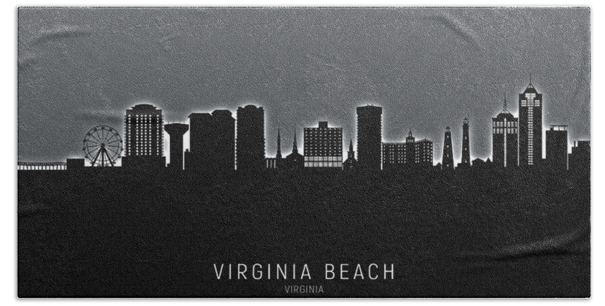 Virginia Beach Bath Towel featuring the digital art Virginia Beach Virginia Skyline #18 by Michael Tompsett