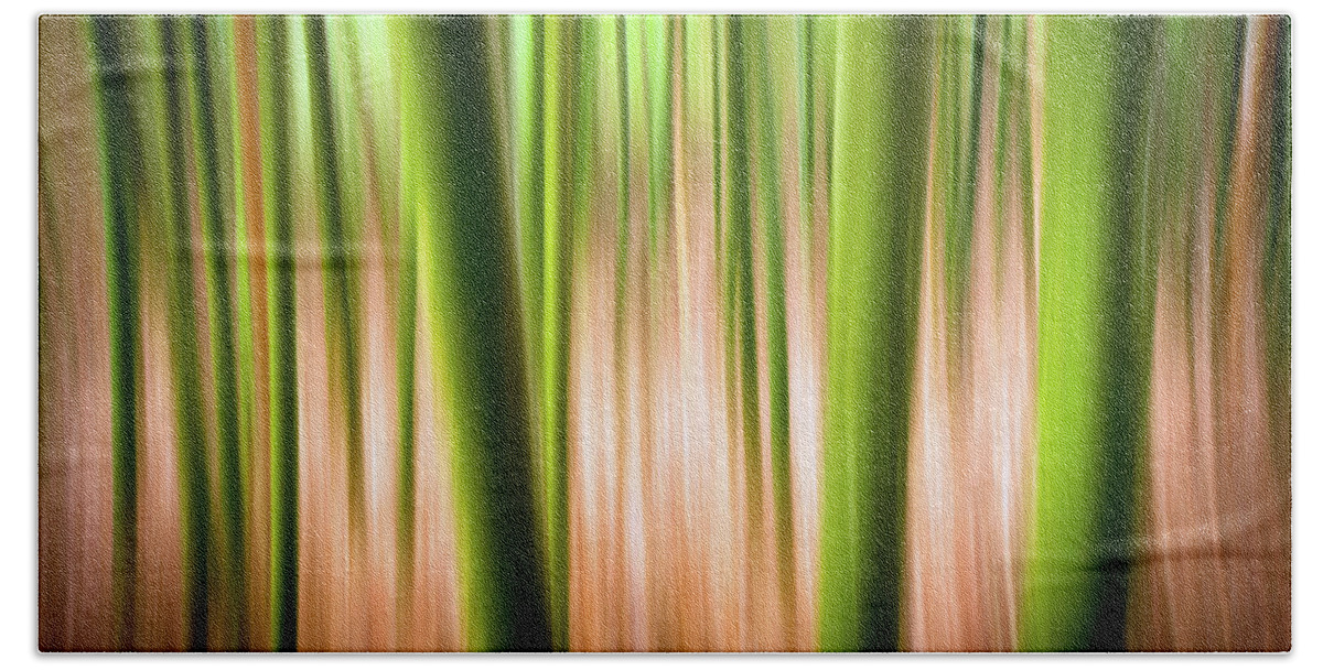 Motion Hand Towel featuring the photograph Vitality - Abstract Panning Bamboo Landscape Photography by Dave Allen