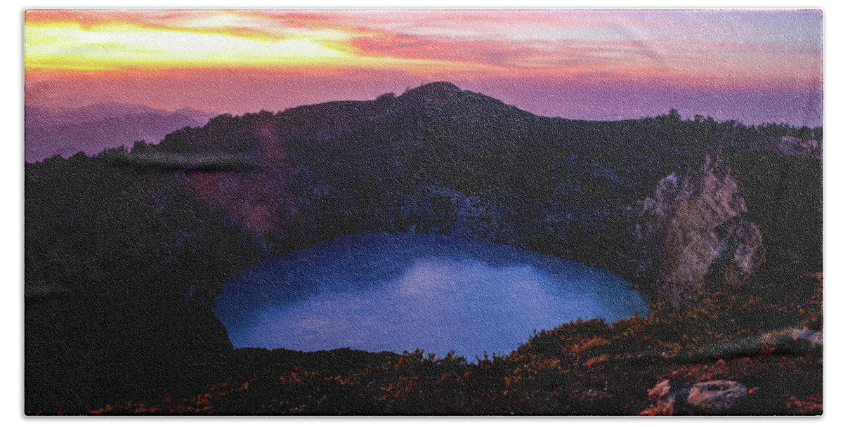 Volcano Hand Towel featuring the photograph The Fire Of Heaven - Mount Kelimutu, Flores. Indonesia by Earth And Spirit