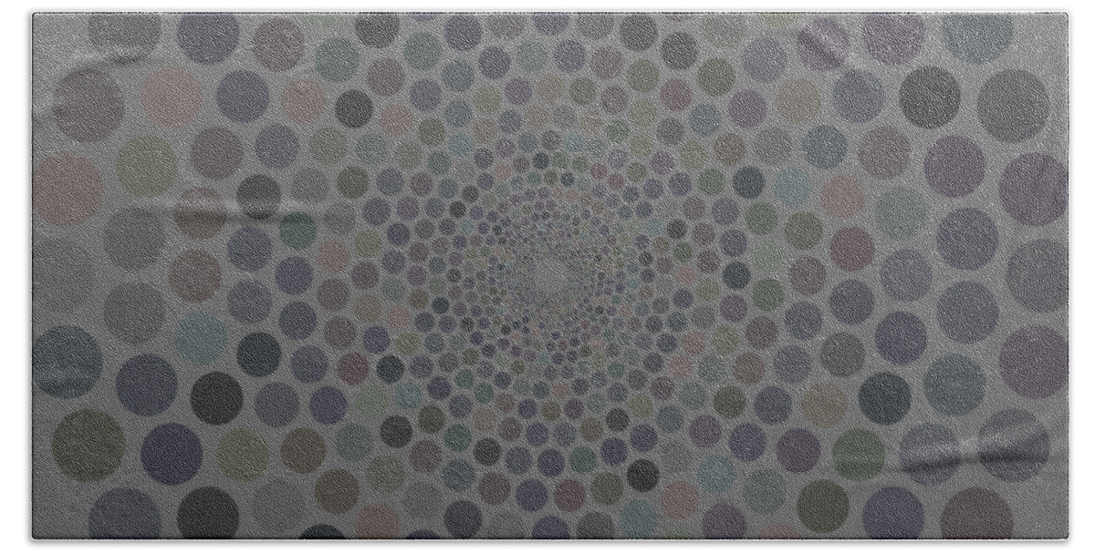  Bath Sheet featuring the painting Vortex Circle - Gray by Hailey E Herrera