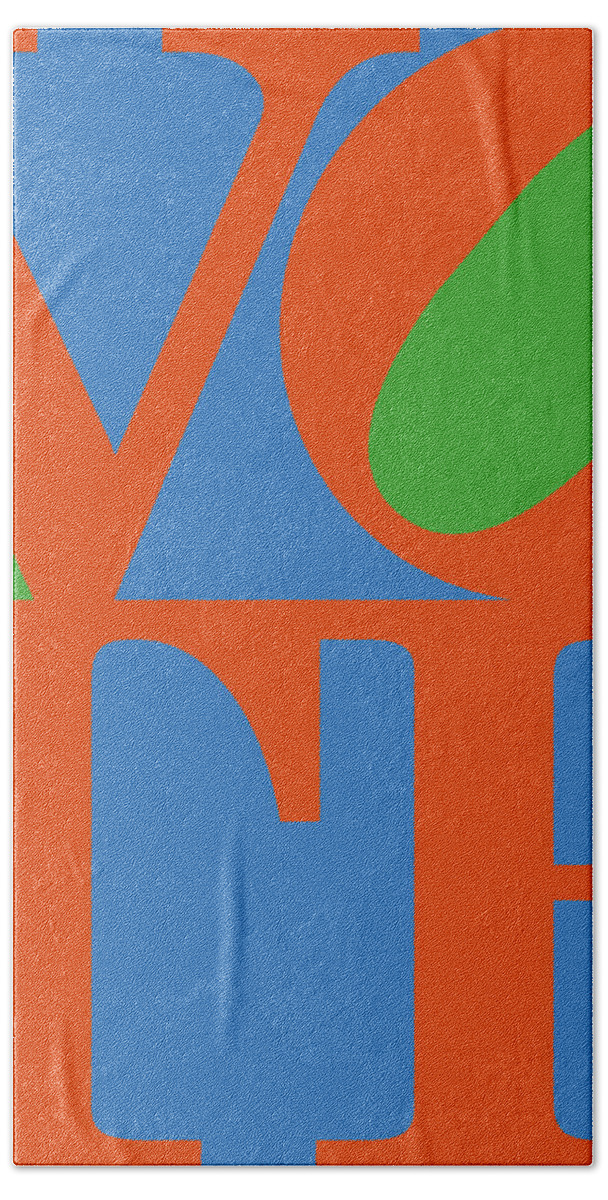 Vote Bath Towel featuring the digital art Vote in 1970's colors by Linda Ruiz-Lozito