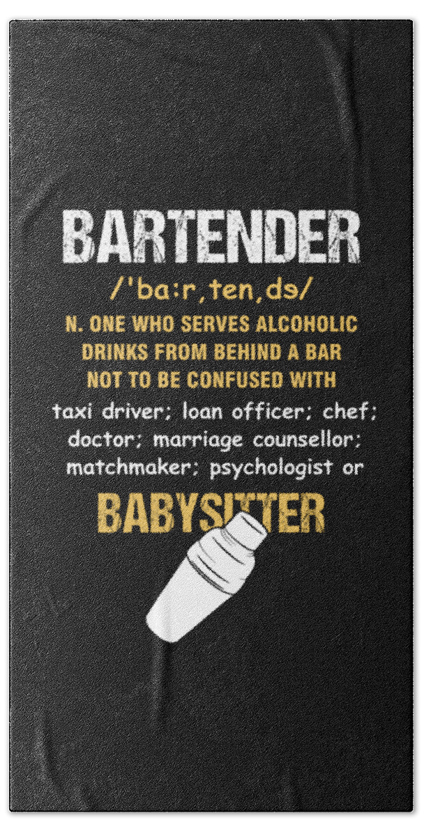 Funny Waiter Waitress Barkeeper Gift Bartender Definition Beach Towel