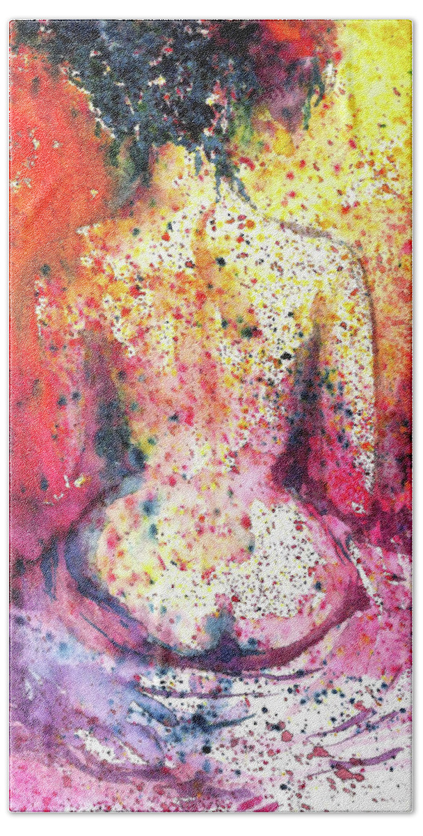 Woman Hand Towel featuring the painting Nude woman #1 by Natalja Picugina