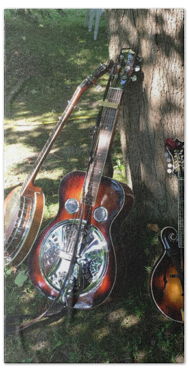 Mandolin Hand Towel featuring the photograph Waiting to play by Robert Webb