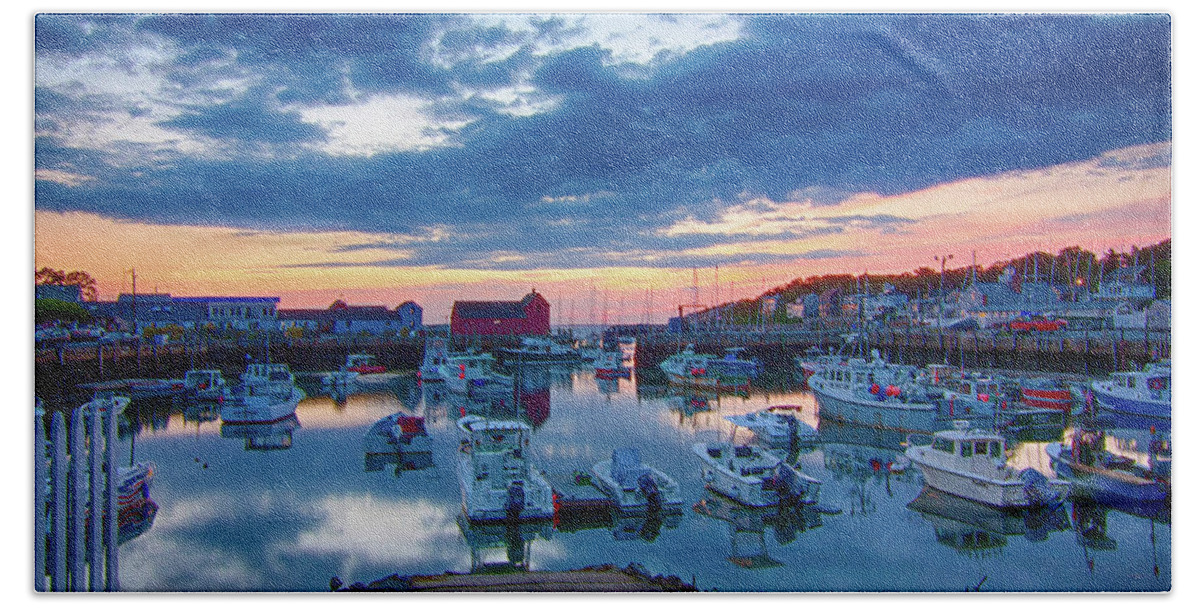 Bradley Wharf Bath Towel featuring the photograph Walk down to the harbor by Jeff Folger