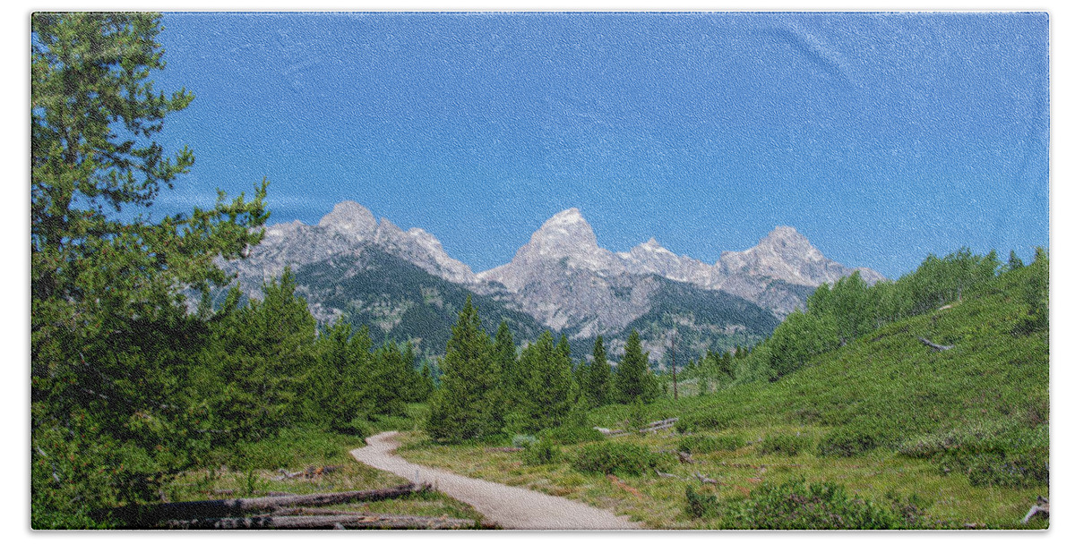 Nature Hand Towel featuring the photograph Walking to the Grand Teton Range by Rose Guinther
