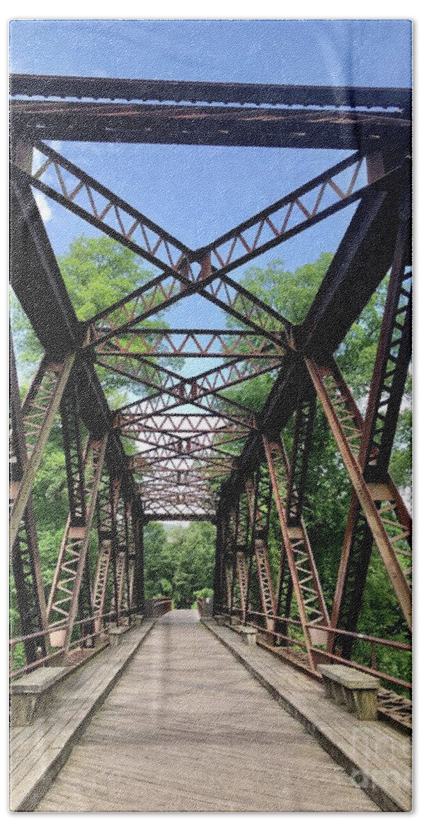 #bridges Bath Towel featuring the photograph Springtown Truss Bridge by Cornelia DeDona