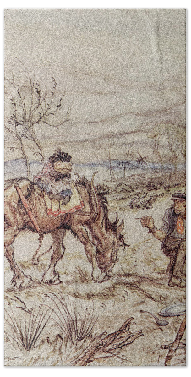Toad Bath Towel featuring the painting Want to sell that there horse of yours by Arthur Rackham