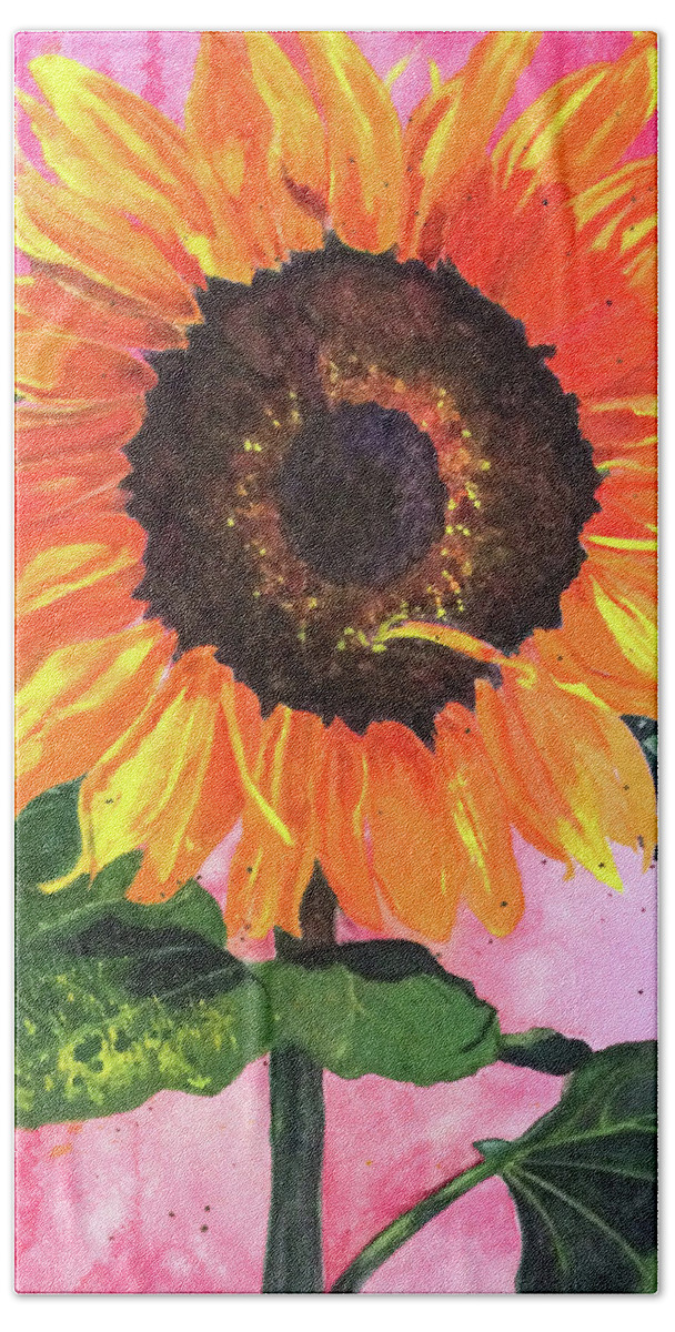 Sunflower Hand Towel featuring the painting Wantcha by Nila Jane Autry
