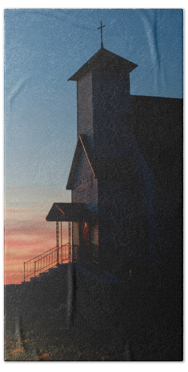 Rural Bath Towel featuring the photograph Wasson Church Sunset by Grant Twiss